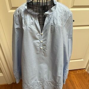 Talbots Light Blue Embroidered Cotton Tunic